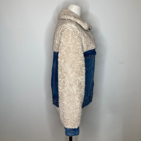 Topshop Denim Sherling Jacket SIZE 4 - Picture 8 of 10